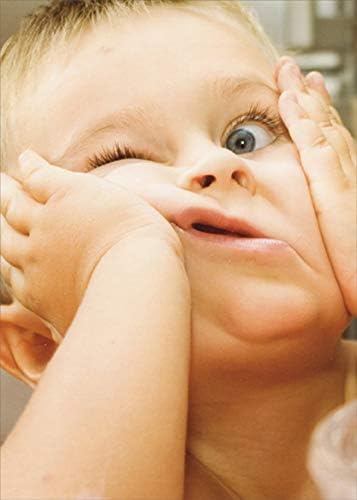 Designer Greetings Child Squishing Face with Hands Funny/Humorous Birthday Card