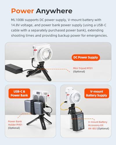 Image of Godox ML100Bi 120W LED Video Light with V-Mount Handle /Softbox