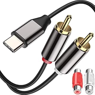 Xiatiaosann USB C to 2 RCA Audio Cable, Type C Male to RCA Male Y RCA Splitter, 2RCA to USB-C Jack Stereo Cord for Phone Tablet Home Theater DVD Amplifier Speaker Car Stereo, 1.5M/5FT, 2 PCS