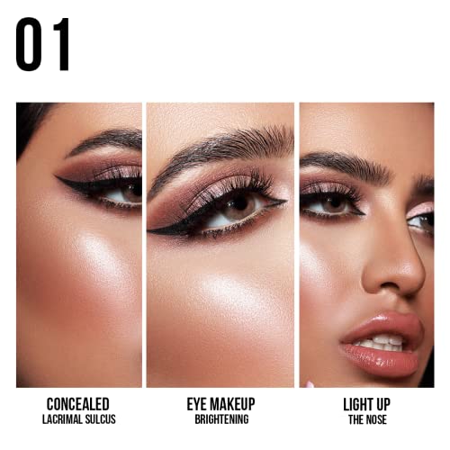 Carslan Highlighter Makeup Face Powder, Deer Sculpture Shimmer Highlighter Makeup Shimmer Metallic Highlighter Finish Makeup For Face, Champagne Gold，0.3Oz #TOP2