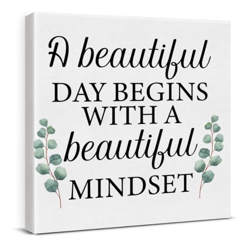 Motivational Eucalyptus Wall Art Decor, Inspirational Green Botanical Pictures Positive