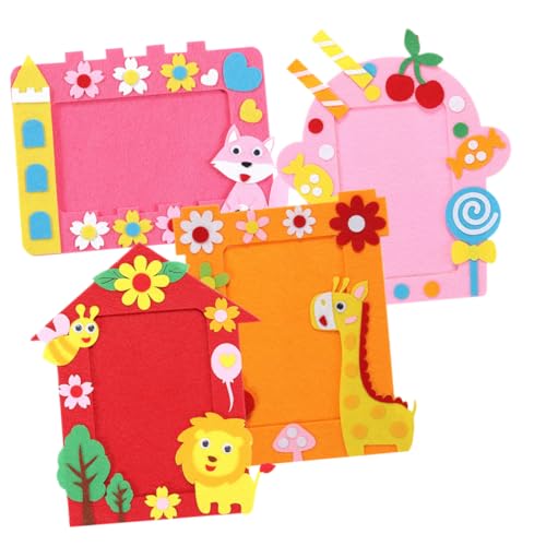 MAGICLULU Diy Photo Frame 4pcs Non-woven Handmade Frame Kids Craft Preschool Kindergarten Classroom Decor