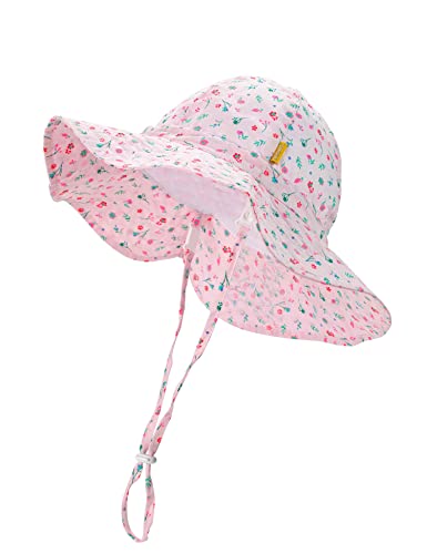 Image of DASMINI Baby Girls Sun Hat Cute Flower Toddler Summer Outdoor Infant Beach Wide Brim Flowers and tie dye