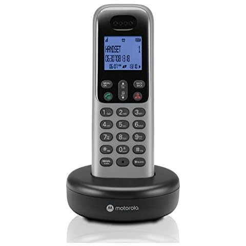 Motorola Voice T601 Cordless Phone System w/Digital Handset, Speakerphone, and Call Block - Dark Grey Cover