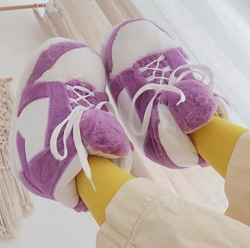 Image of Warm Furry Sneakers Slipper Comfy House Shoes Winter Plush Fuzzy Slipper Shoes For Women Men One Size Fits Most Fluffy Slides For Indoor Outdoor Bigfoot Gifts Houseshoes