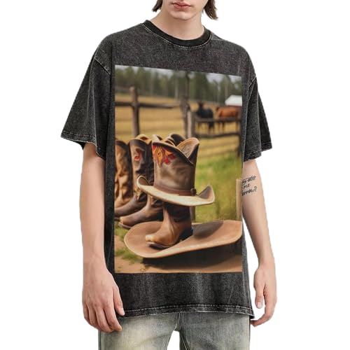 T-shirt surdimensionné pour hommes style vintage imprimé cowgirl pour look décontracté
