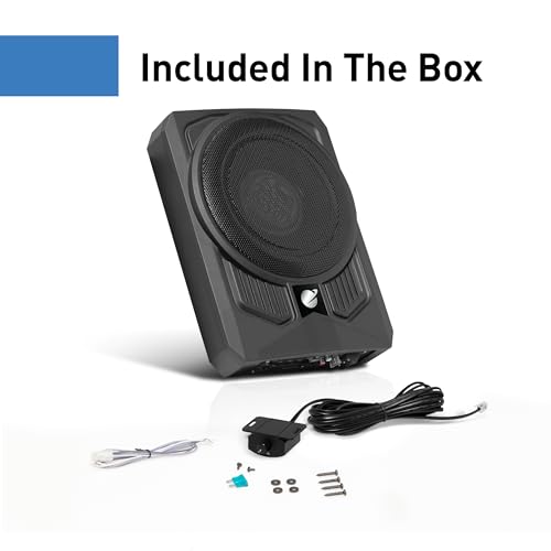 Planet Audio P10AW 10 Inch Powered Under Seat Car Subwoofer - 1000 Watts Max, Single 4 Ohm Voice Coil, Built-in Amp Package, Remote Subwoofer Control