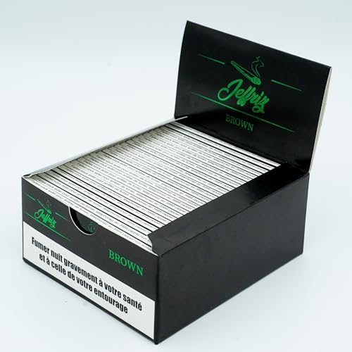 Longpapers King Size Slim Ungebleicht | Jeffriz Zigarettenpapier | Longpapes Ultra Dünne Blättchen, Langsame Verbrennung | 50 Heftchen mit je 32 Papers | Naturgummi Klebestreifen