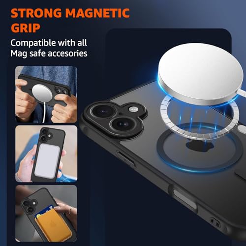 Image of Amozo for iPhone 16 PlusBack Case Cover | Defence Series Matte Mag-Safe Camera & Drop Protection Back Cover Case for iPhone 16 Plus (Polycarbonate|Black)