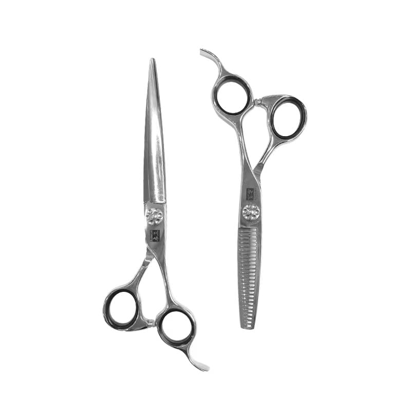Ensemble de Ciseaux à effiler et de Coupe de Cheveux en Acier Inoxydable avec tondeuses à Cheveux et Ciseaux de barbier Noirs
