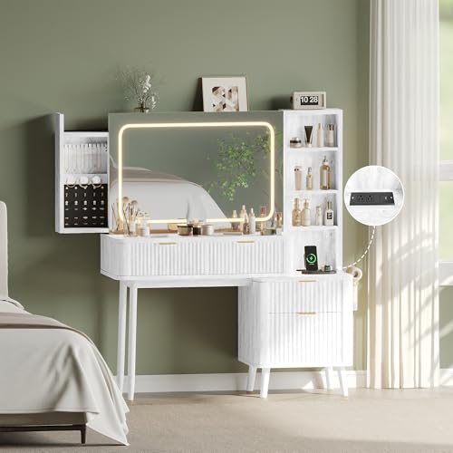 ENSTVER Wood Vanity with Clear Glass Top, 48