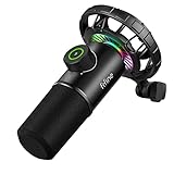 FIFINE RGB Dynamic Microphone for PC, with Tap-to-Mute Button and Volume Knob, USB Computer Microphone with 3.5mm Headphone Jack for Podcast, Streaming, Gaming, Recording - K658 - Image 1