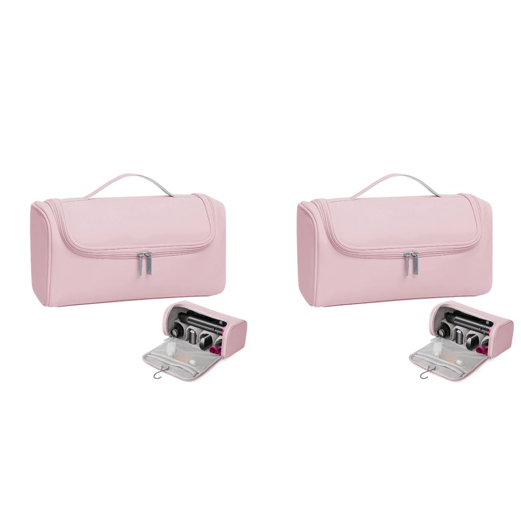 MAYCREATE® Travel Storage Bag for Dyson Airwrap Holder Hair Styler Organizer Attachments Portable with Hanging Hook Pink Bag Only 2 PCS-image-4