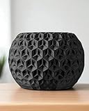 Trinity Sphere Planter – Modern Geometric Plant Pot for Indoor Plants, Succulents, Herbs Decorative Vase for Table, Shelf, Office, Home Decor (Black, Outer Dimensions: Compact 6' Width x 4.5' Height)