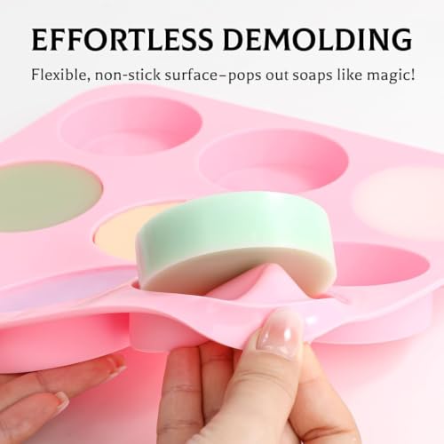 Image of Curated Cart Silicone Soap Mould for Soap Making- 6-Cavity Soap Mold for Making Handmade Soaps, Bath Bombs, Candles, Non-Stick Flexible Silicone Mould for DIY Soap Making, Multicolor (Pack of 1)