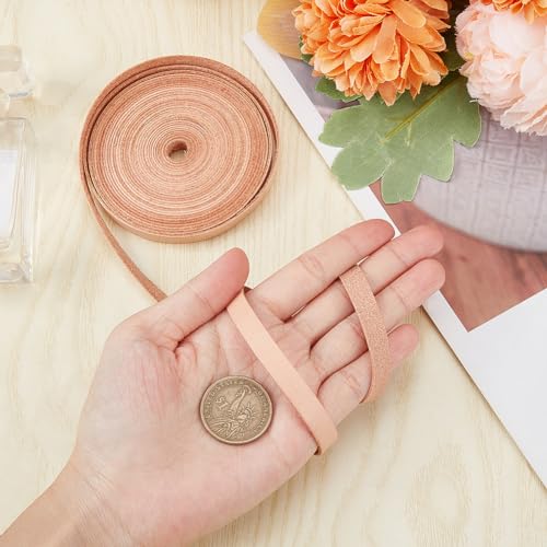 GORGECRAFT 5M Genuine Leather Strips 8mm Wide Cowhide Leather Strap 1mm Thick Flat Cord Thread String Rope for Bracelets Jewelry Making Collars Guitar Belts Boot Lace DIY Craft - Image 3