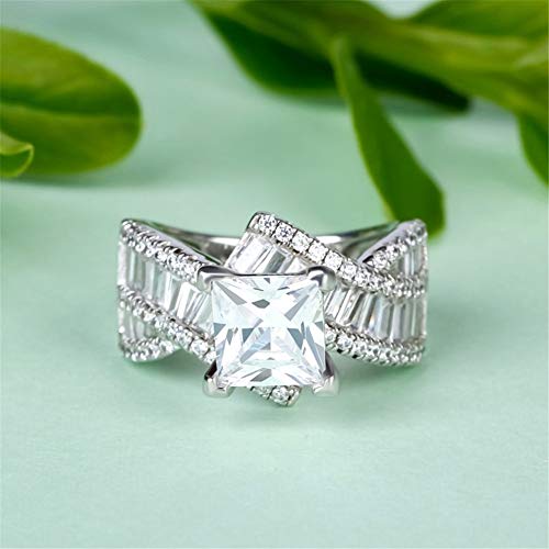 Jeulia 2 Carat Princess Cut Engagement Rings Women Sterling Silver White Diamond Bypass Ring Cubic Zirconia Twisted Wedding Bridal Ring Set Anniversary Promise Ring with Jewelry Box3