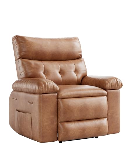 Image of GarveeHome Recliner Chair - PU Leather Manual Recliner for Adults, Lazy Chair with 1.5X Sponge Comfort Arm and Back for Living Room, Bedroom