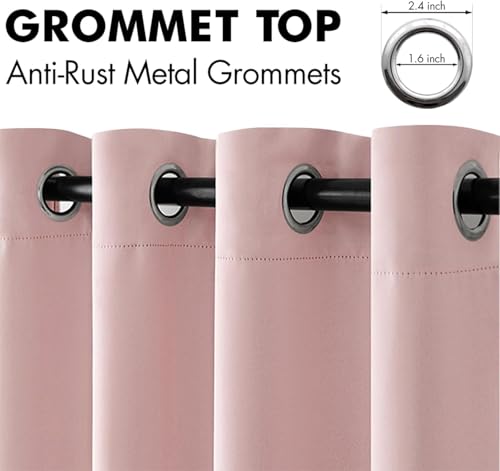 Image of MIULEE Light Pink Blackout Bedroom Curtains 90 Inch Long Light Blocking | Grommet Top, Room Darkening Window Drapes, Privacy Protection, Thermal Insulated, Heat Blocking