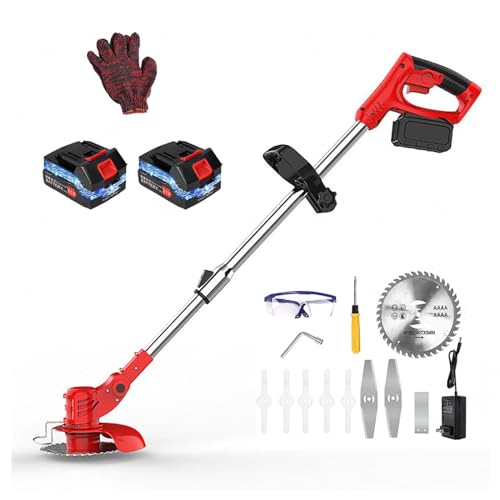 Cisaille A Gazon sans Fil avec Batterie, avec 2 Piles 20A Et 1 Chargeur Coupe Bordure A Lame Rétractable et Angle Réglable Coupe Bordure à Batterie, pour Terrasses, Pelouses Et Jardins