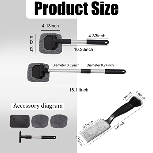 Jddry Windshield Cleaning Tool, Car Window Cleaner, Double Head Car Detailing Brushes For Dust Clean,2 In 1 Portable Car Interior Dust Brush,Universal Car Brushed Tool(Windsheild+Double Head Brush) #TOP1