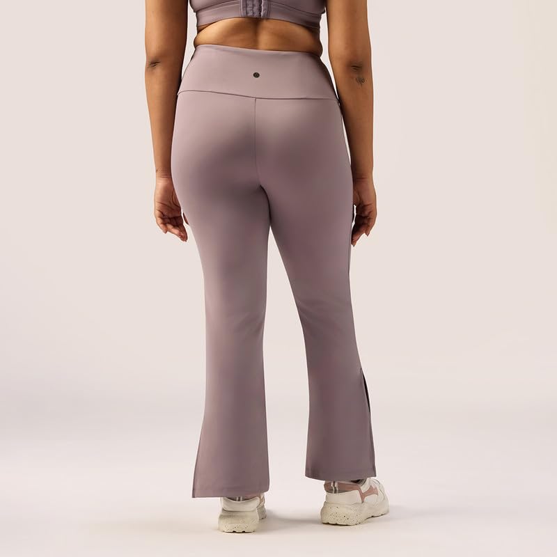 Image of BlissClub Women's Comfort Fit Mid Rise Ultimate Slit Flare Pants - Lite Tall |Above 5'5 | Stylish Slits | Stretchy | Comfortable | Back Pocket