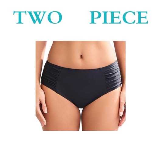 Image of COCOPEAR Full Coverage Bikini Bottoms for Women Mid Rise Bathing Suit Bottoms for Women Ruched Tummy Control Swim Bottoms