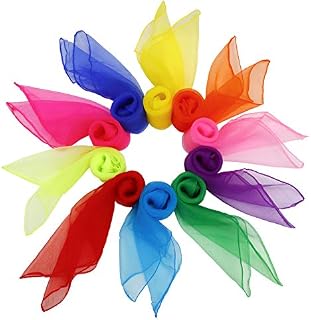 FT-SHOP Dance Scarves 20 Pieces Multicolor Square Magic Scarves Juggling Scarf for Children Kids Performance Props Accessories 24 by 24 Inches 10 Colors