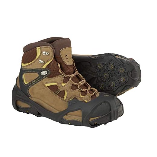 ICETRAX Pro Winter Ice Grips for Shoes and Boots - 11 Traction Cleats for Snow and Ice, StayON Toe, Reflective Heel - L/XL (Men: 9.5-13 / Women: 11+)