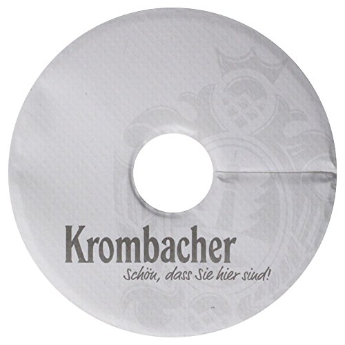 Krombacher Tropfendeckchen"Schön, dass Sie hier sind!" Bier Glas Pilsdeckchen Kragen Schaum Fänger Papier Lätzchen Tropfdeckchen Kringel Theke Tresen Bar Gläser Party Keller Deko Bierkragen Cover