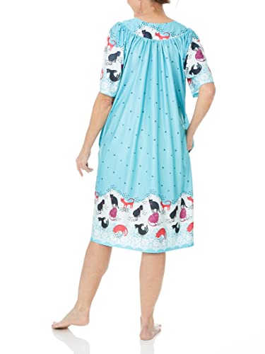 Image of AmeriMark Casual Women's Patio Muumuu House Dress Loose Comfortable Short Sleeve Sun Dress Lounger Gown Sleepwear for Ladies