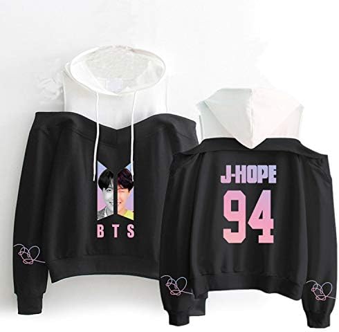 Kpop BTS Off Shoulder Hoodie Love Yourself Pullover Jacket Jungkook Jimin Blouse Sweatshirt