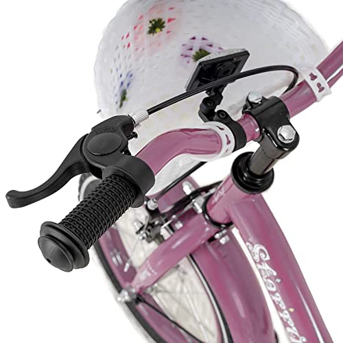 Image of JOYSTAR 14 Inch Kids Bike Little Daisy Girls Bike with Training Wheels Doll Seat Basket & Streamers Princess Kids Bicycle for Girls Toddler Bike 3-5 Years Purple