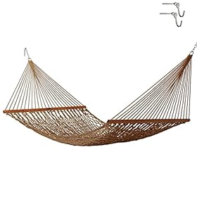 Original Pawleys Island Deluxe Antique Brown Duracord Rope Hammock with Extension Chains & Tree Hooks, Handcrafted in…