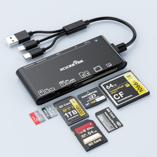 7 IN 3 USB 3.0 Multi Card Reader Adapter Memory Card Reader for SD CF XD Micro SD TF MS Cards 5Gbps High-Speed USB C SD Card Reader for iPhone 16/15/14/iPad/MacBook/Samsung Windows Mac OS Linux