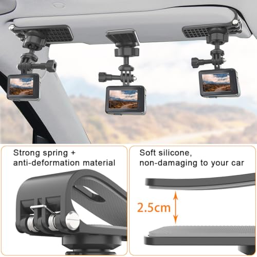 Image of STHIRA Car Sun Visor Mount Phone Action Camera Holder 360 Quick Clip Vlog Recording Travel Use Mobile Holder Compatible