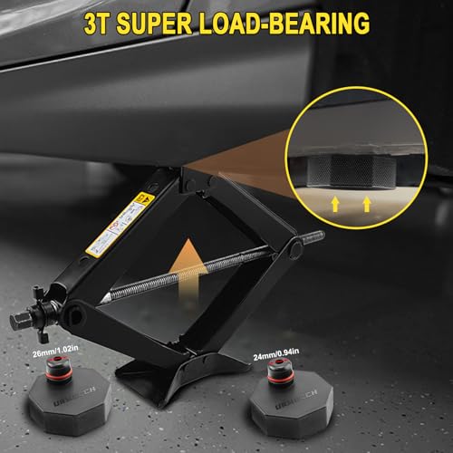 Image of 3-Ton Scissor Jack Kit for Ford Mustang Mach-E 2021-2024 with Rubber Jack Pad, Car Spare Tire Repair Tools for Car Ford, Tire Changing Tools Kit for Ford with L-Wrenches（17 /19 /21 /23mm）
