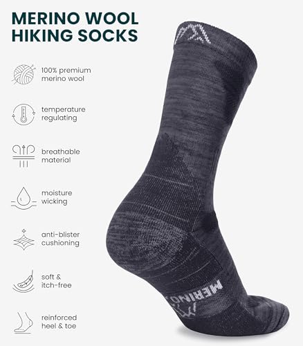 Image of Merino.tech Merino Wool Socks for Women And Men - Merino Wool Hiking Socks Crew Style