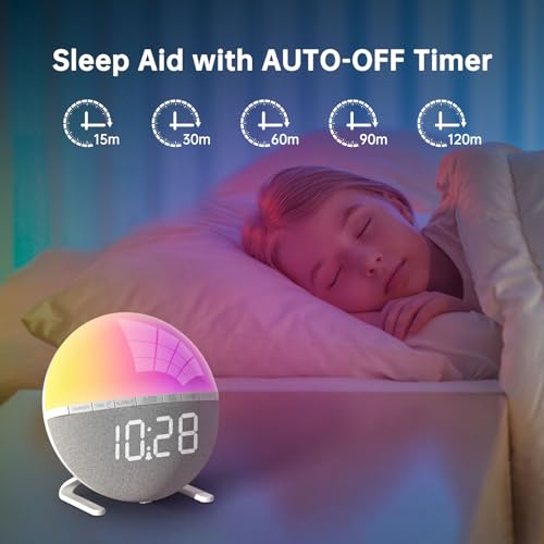 Afexoa ZH083 Wake Up Light Sunrise Alarm Clock For Kids, Adults, Heavy Sleepers, Bedroom, Sunlight Alarm Clock With Sunrise Simulation, Snooze, 7 Ringtones, Sleep Aid, 9 Colors Night Light thumb #4