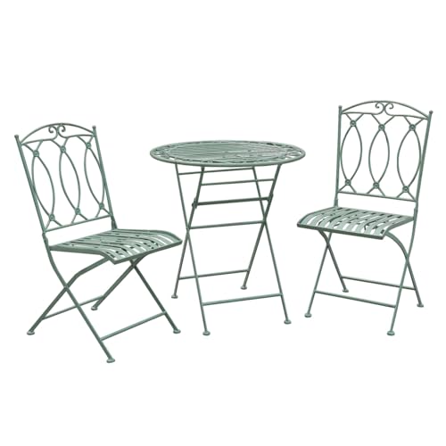 Ensemble de balcon petit espace salon de jardin avec table et 2 chaises vert - 2