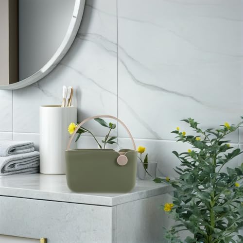 Panier de rangement de toilette vert compact idéal pour organiser vos voyages