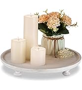 Hanobe Wood Risers for Decor: Rustic Round Wooden Pedestal Stand Tray for Display Farmhouse Table...