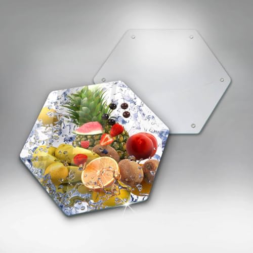 Planche à découper protection plaque cuisson induction verre hectagonale 40cm