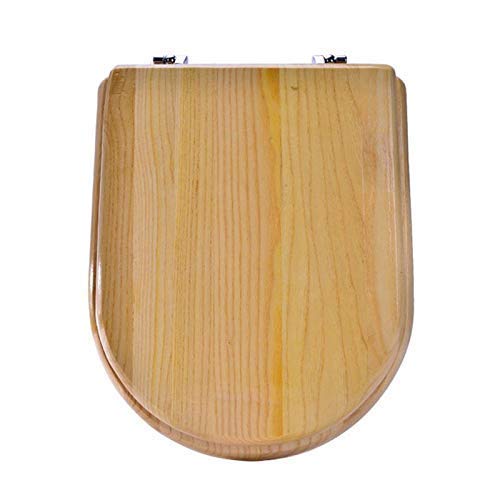 XBSLJ Toilet Seat Natural Color with Slow Down Solid Wood Ultra Resistant Top Fixed U/V/O Shape Compatible Toilet Seat Cover,One Color 40-48cm X 33-38cm (Color :D)