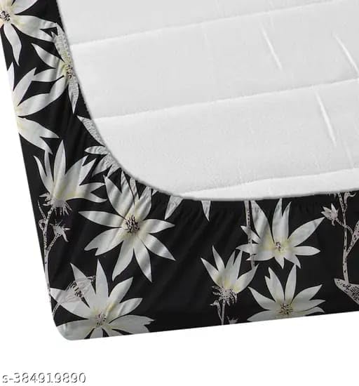 Geeta Homes Glace Cotton Fitted 1 Bedsheet King Size (72"x78") | All Around Elastic | Cotton Feel | 2 Pillow Covers (17"x27") | Fits Up to 8" Mattress | 220 TC | Printed Double Bed Sheet B301 1