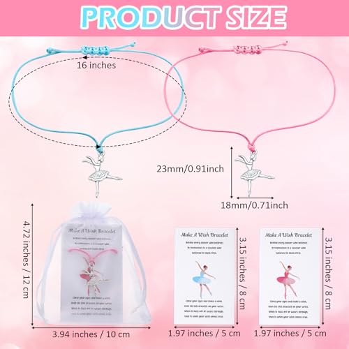 48 Set Dancer Gifts Set Dance Bracelet Jewelry with Card Organza Pockets Adjustable Stainless Steel Dance Charm Rope Inspirational Team Gifts2