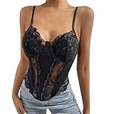 Punk Gothic Women's Floral Lace Bustier Bralette Bra Corset Tops Y2K Sexy V Neck Spaghetti Strap Str