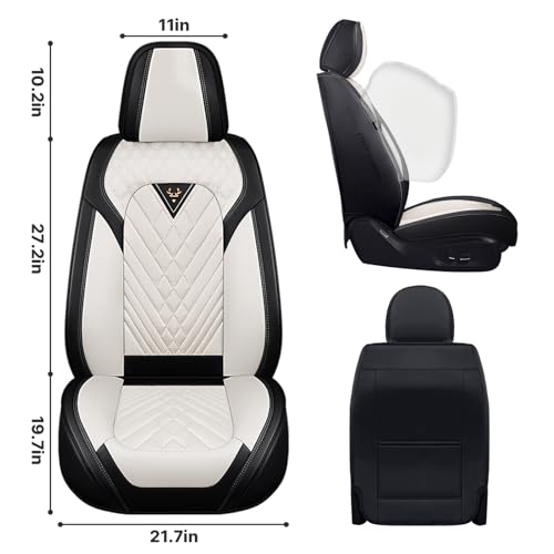 Image of Front Seat Covers for Ford Transit 150 /250 /350 Van 2015-2026,Cream White