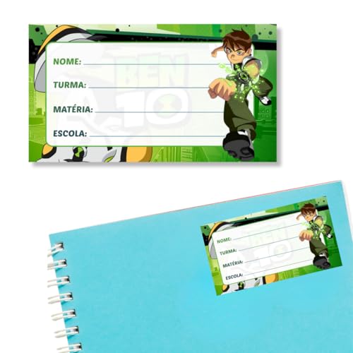 Kit 14 Etiquetas Escolares M Ben 10 Caderno Infantil Menino Personalizado Adesivo Volta as Aulas