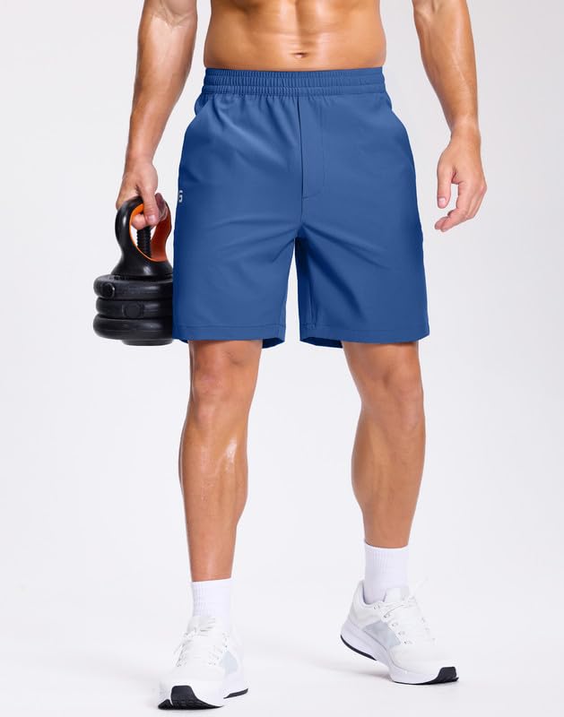 Image of GGJ Men's Lightweight Athletic Shorts with 2 Zipper Pockets 7 inch /9 inch /5 inch Gym Workout Running Quick Dry Tennis Shorts for Men